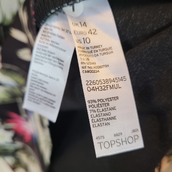TOPSHOP Island Life Tropical Print Bodycon Dress Size 10 - Picture 5 of 9